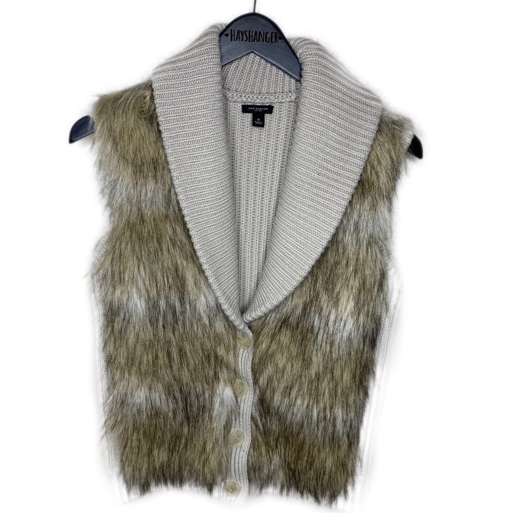 Ann Taylor Knit Wool Cashmere Tan Brown Vest